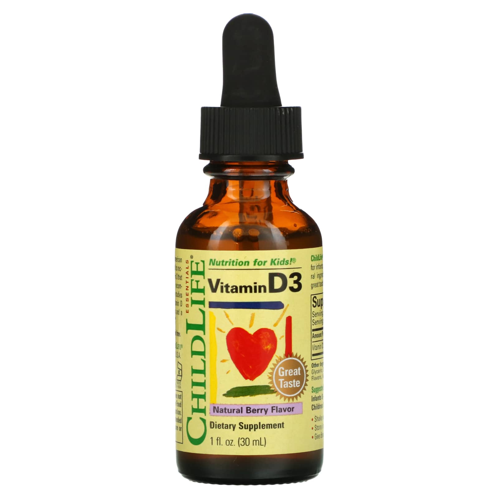 Childlife, Vitamin D3 Mixed Berry Flavor, 1 Oz UPC 608274109001 | HiLife Vitamins